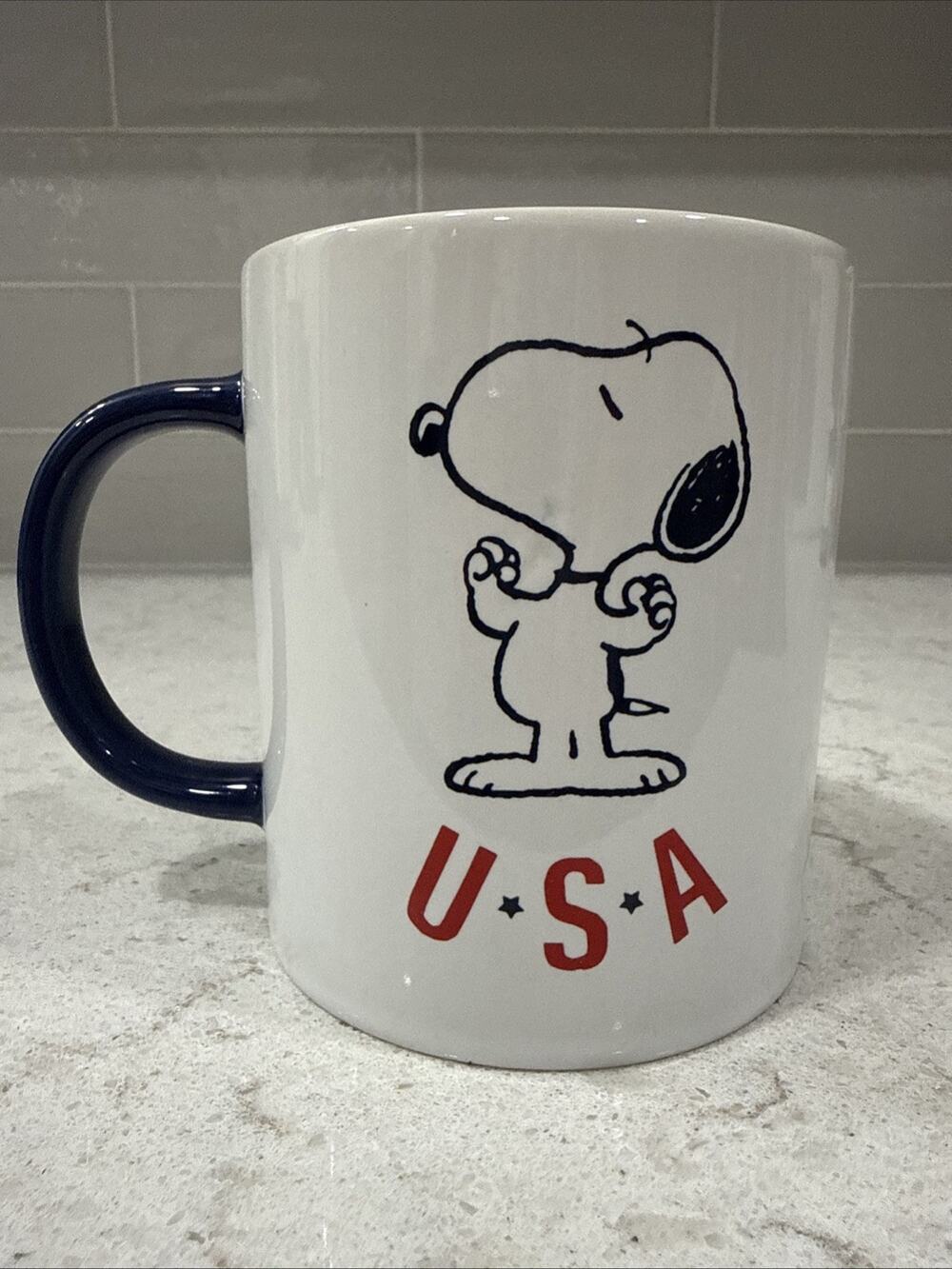 Peanuts Snoopy USA 22oz Americana Patriotic Coffee Mug Red White Blue America